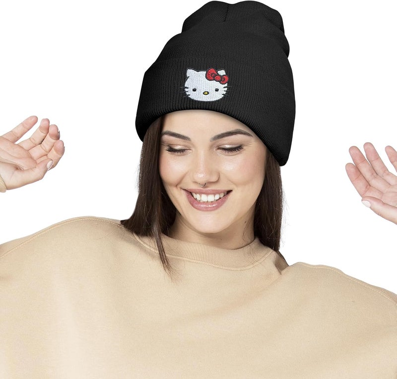 Hurig Kitty Beanie Anime Beanies Red Kitty Knit Hat Cute Kawaii Winter Hats for Girls Gifts Funny Beanie Hat for Women - Image 3